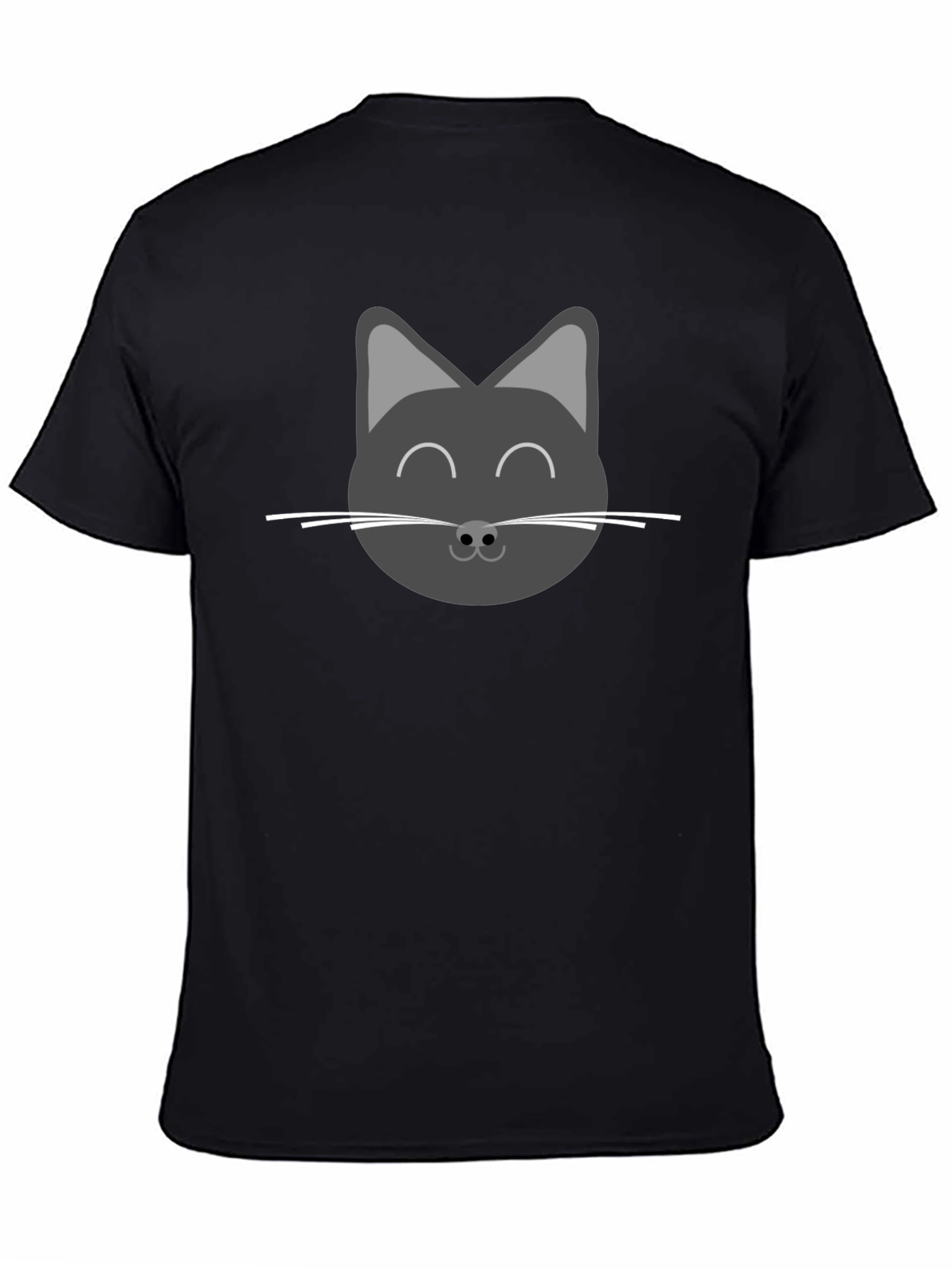 Cute Cat Face Graphic T-Shirt - Black