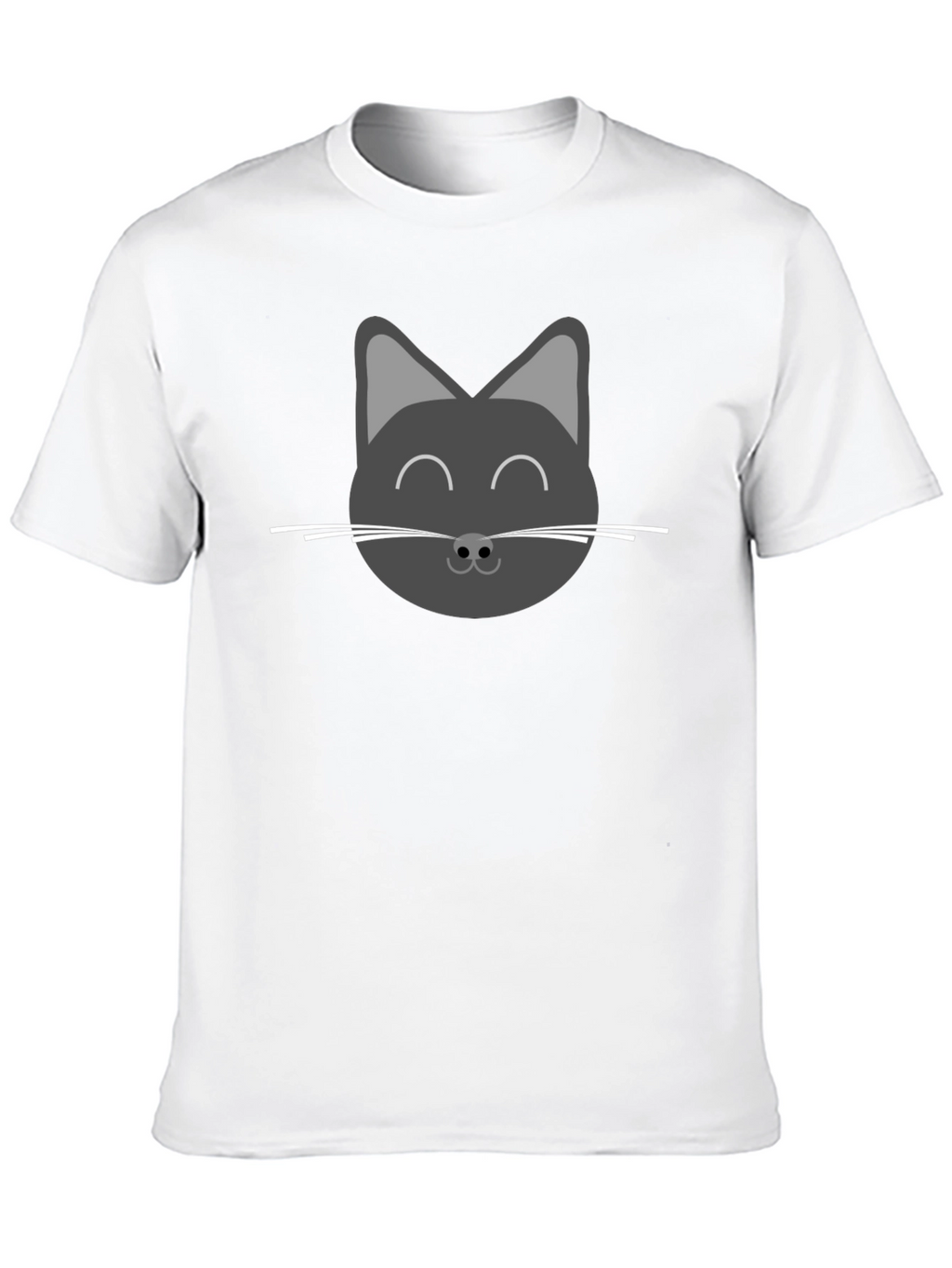 Cute Cat Face Graphic T-Shirt - Black