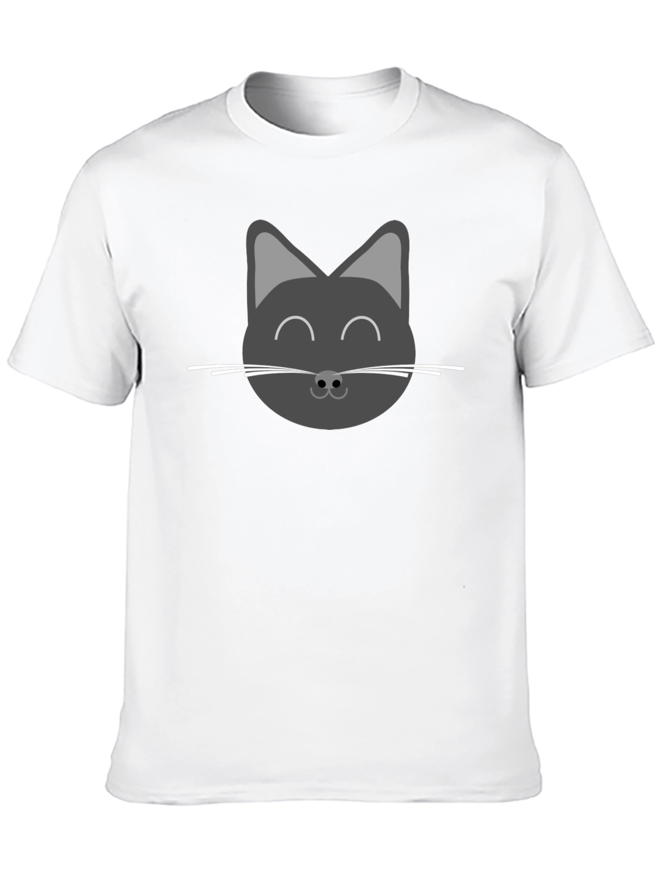 Cute Cat Face Graphic T-Shirt - Black