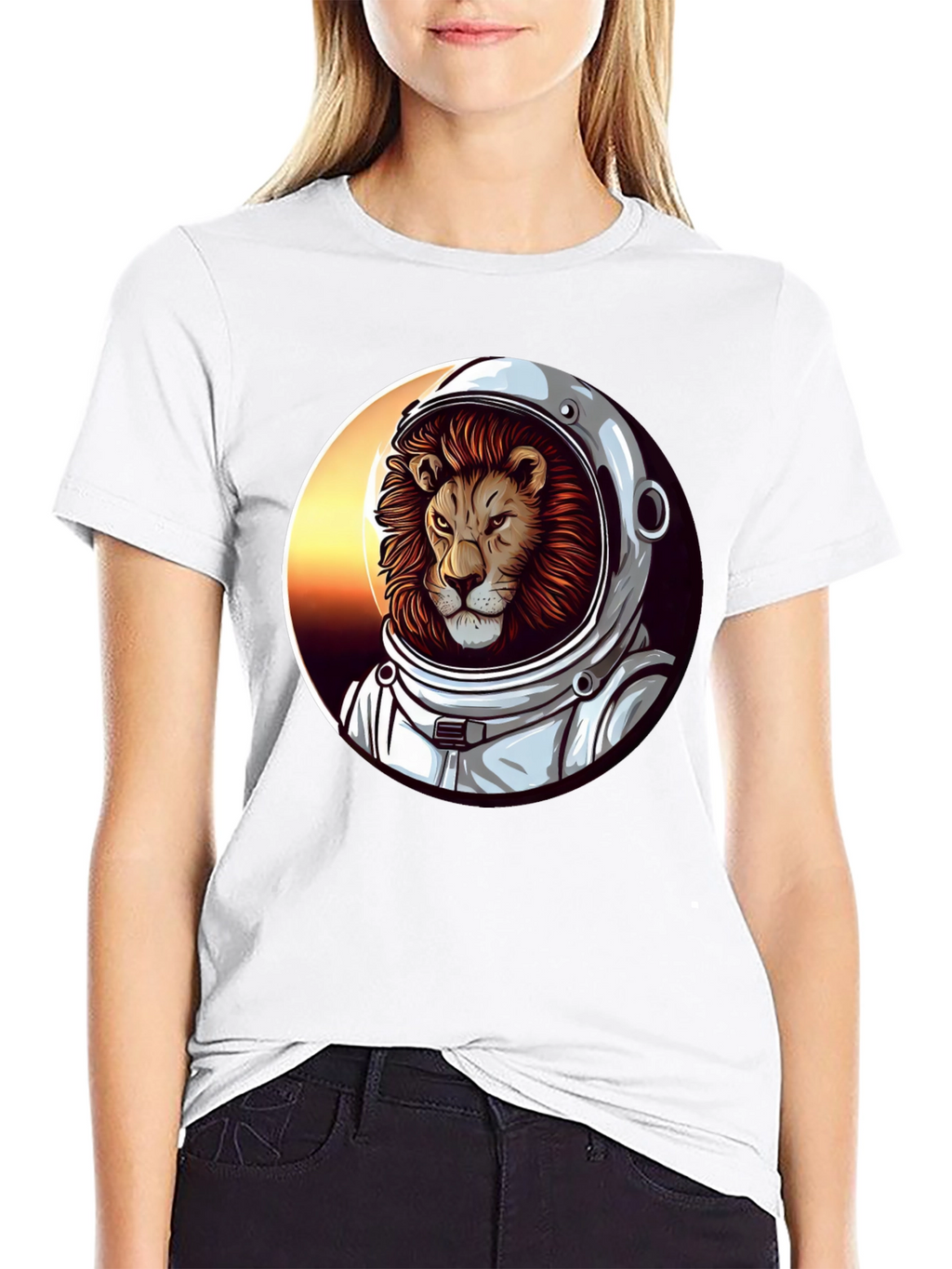 Lion Astronaut Graphic Tee - Black T-Shirt