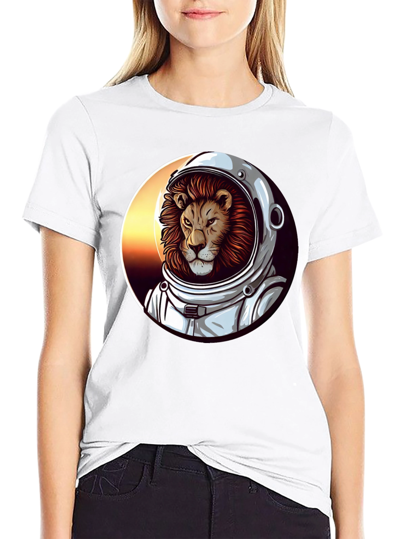 Lion Astronaut Graphic Tee - Black T-Shirt