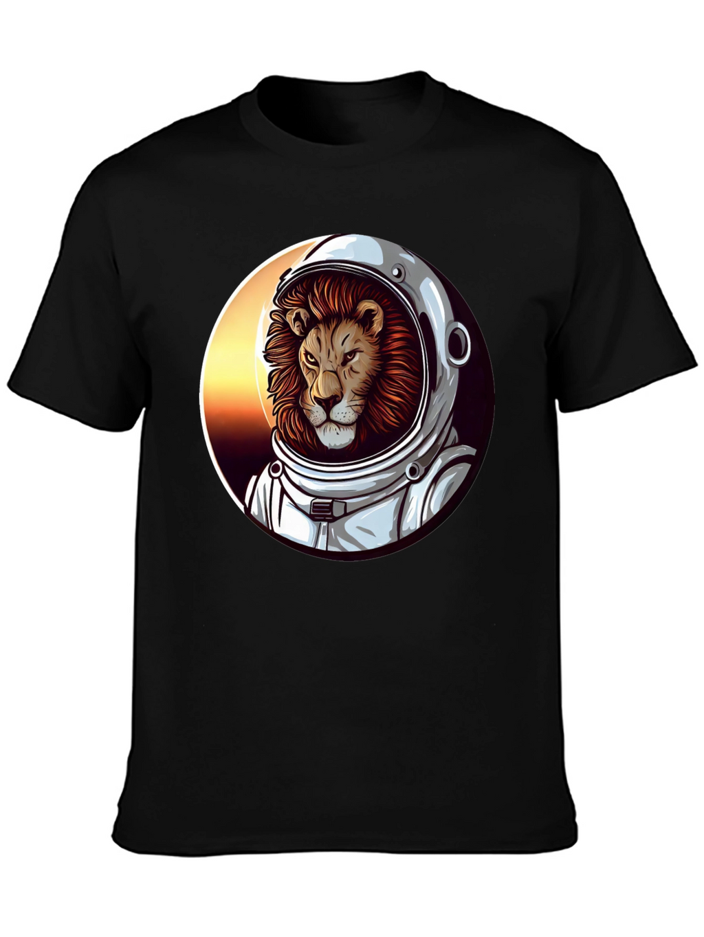 Lion Astronaut Graphic Tee - Black T-Shirt