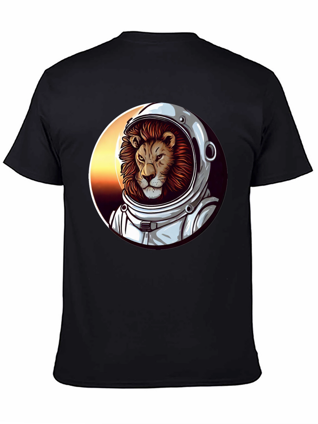 Lion Astronaut Graphic Tee - Black T-Shirt