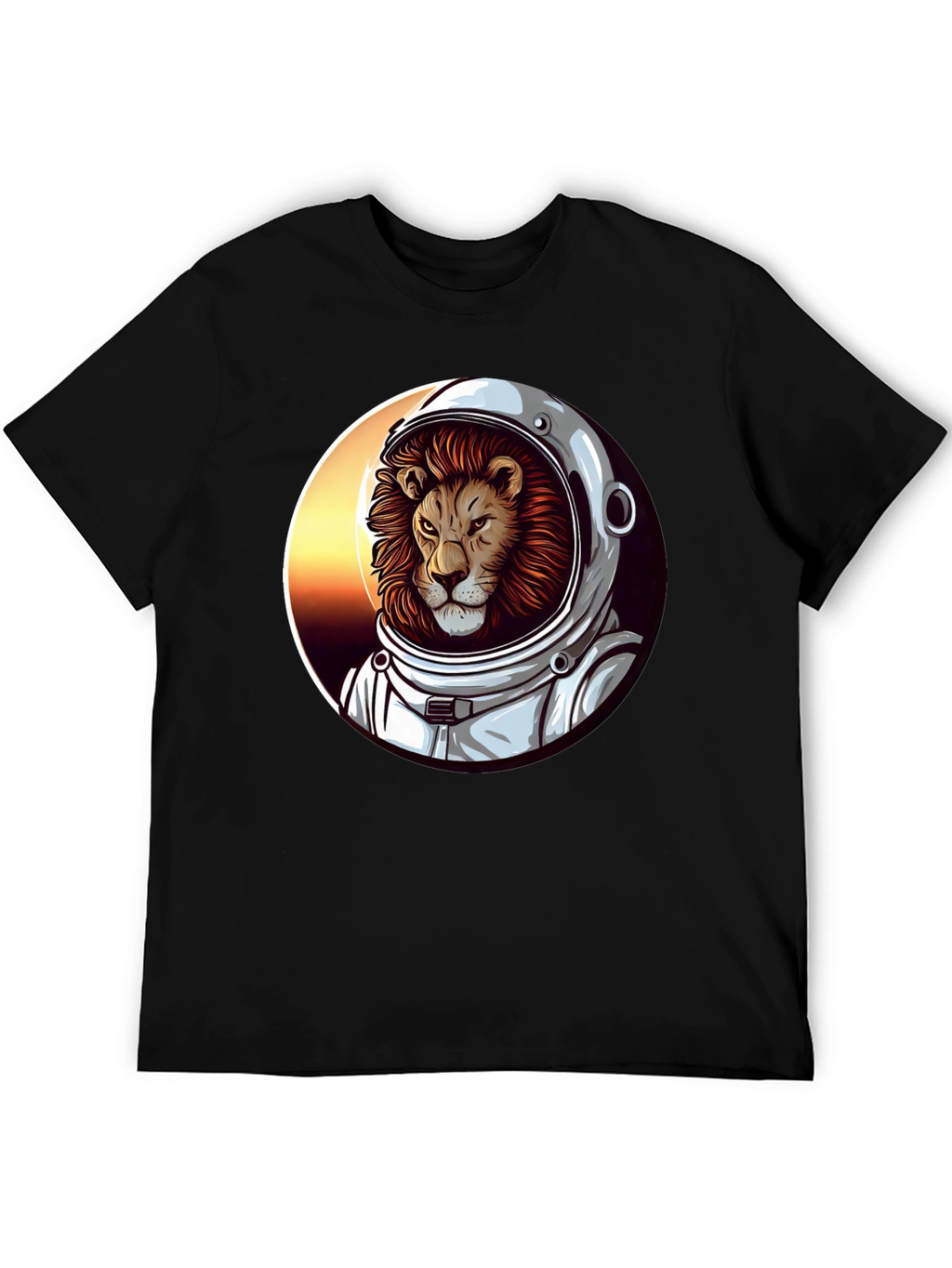 Lion Astronaut Graphic Tee - Black T-Shirt