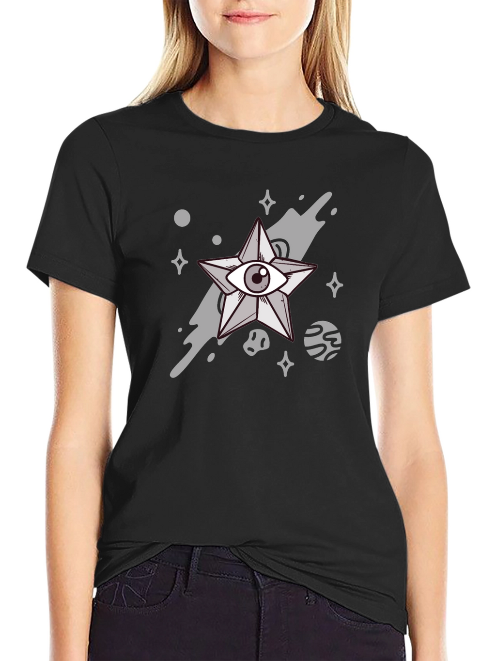 Cosmic Eye Star Graphic Black Tee