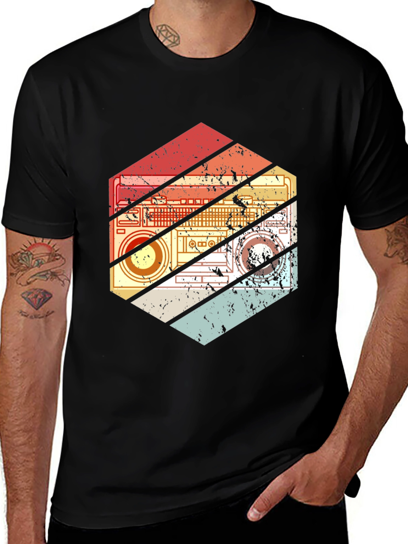 Retro Boombox Graphic Tee - Vintage Style T-Shirt