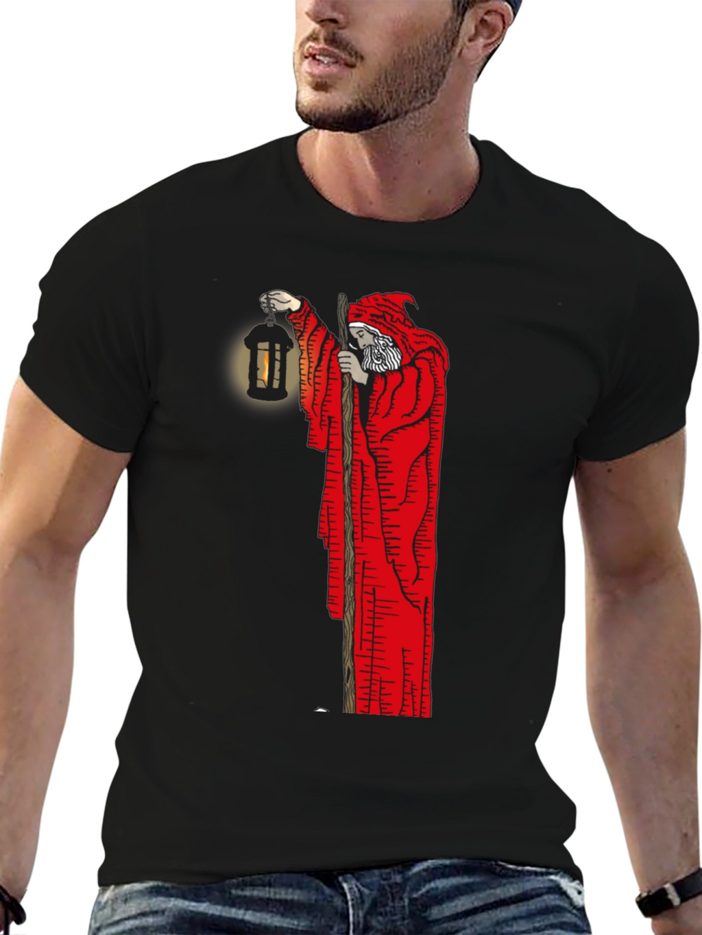 Wizard Lantern Graphic Tee - Black Cotton Blend