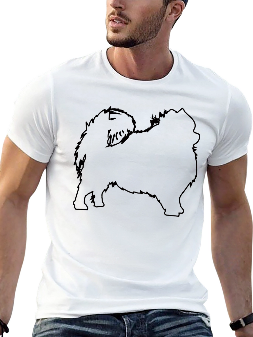 Pomeranian Silhouette Black T-Shirt