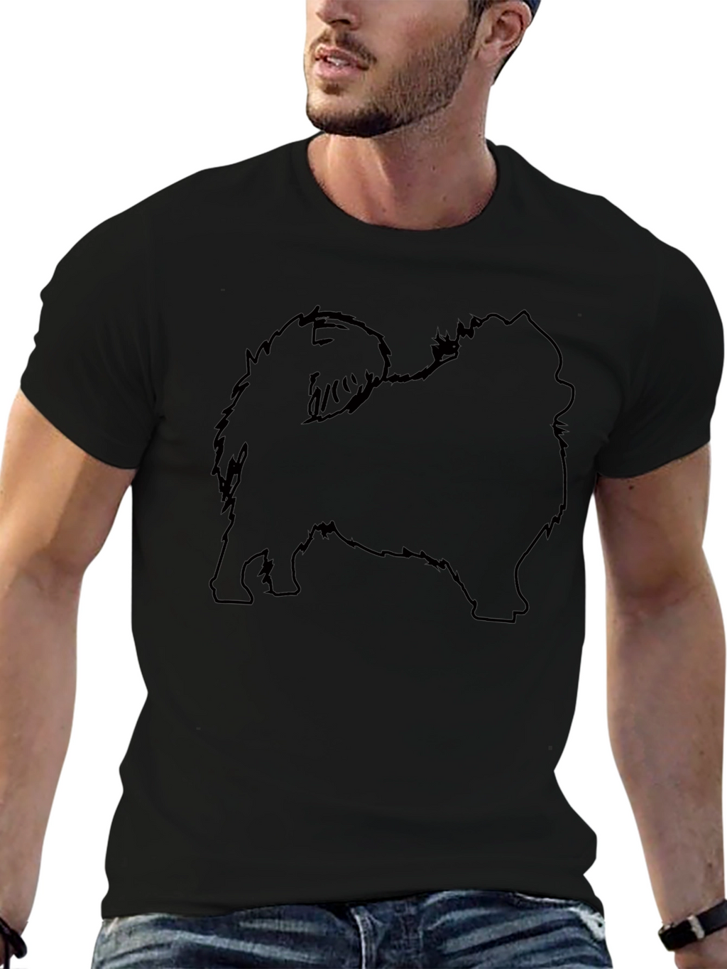 Pomeranian Silhouette Black T-Shirt