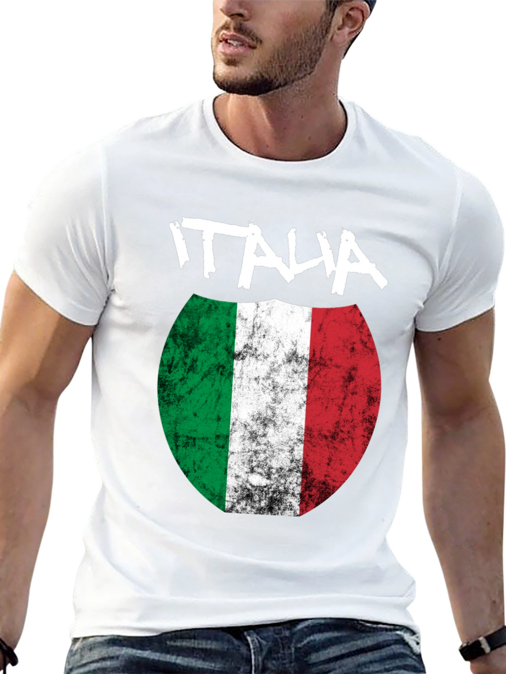 Italia Flag Graphic Tee - Distressed Italian Pride T-Shirt