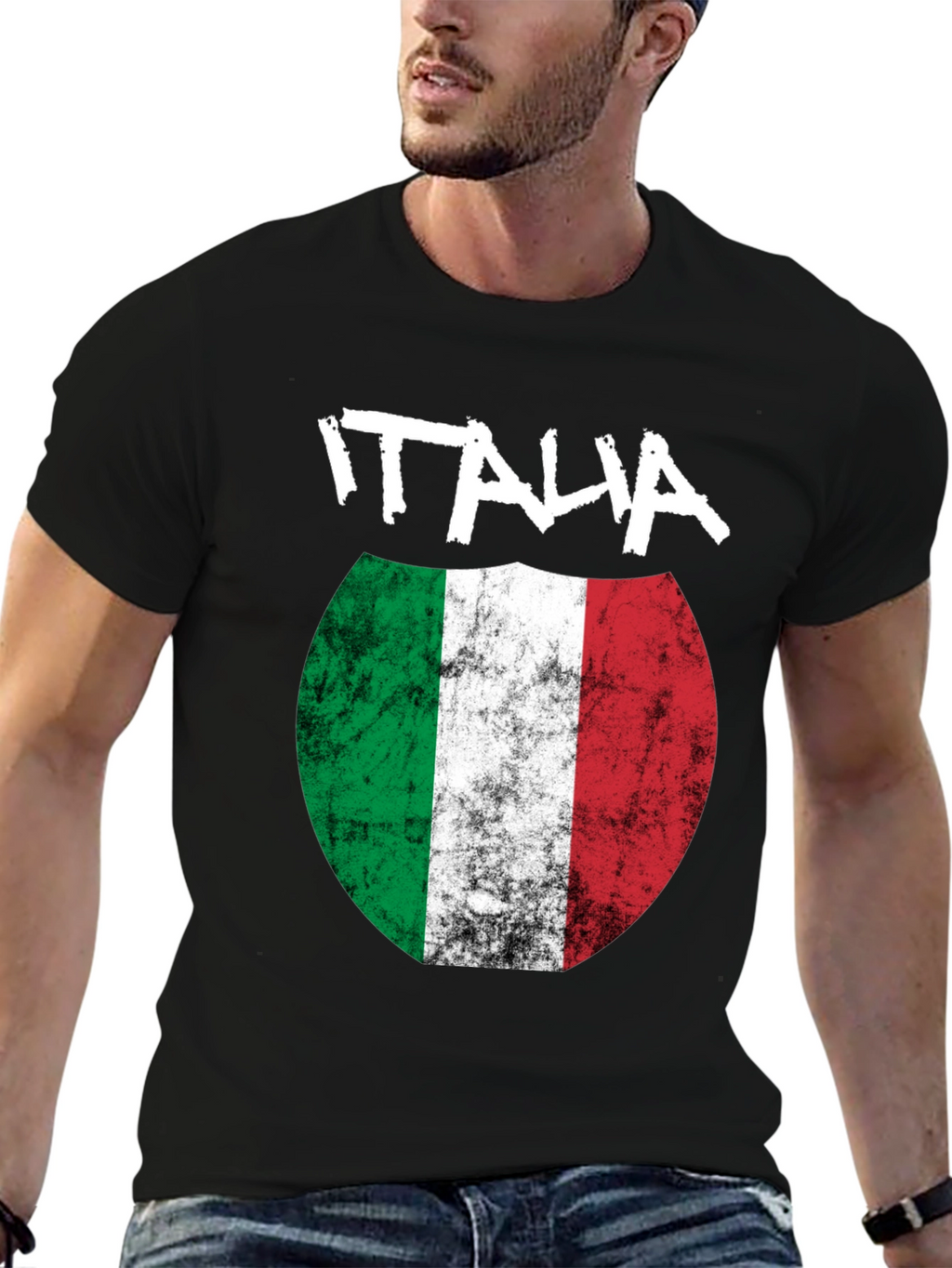 Italia Flag Graphic Tee - Distressed Italian Pride T-Shirt