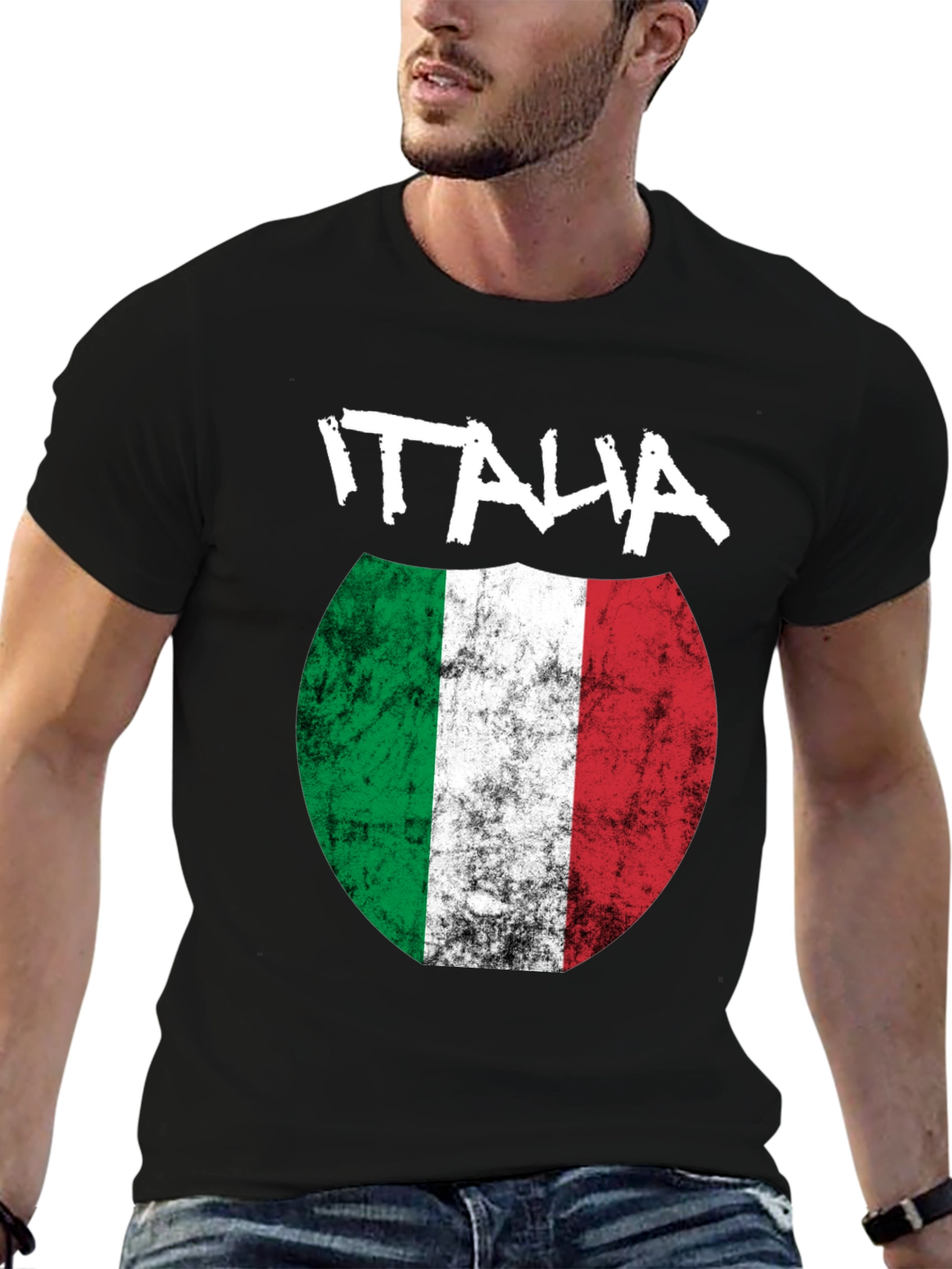Italia Flag Graphic Tee - Distressed Italian Pride T-Shirt