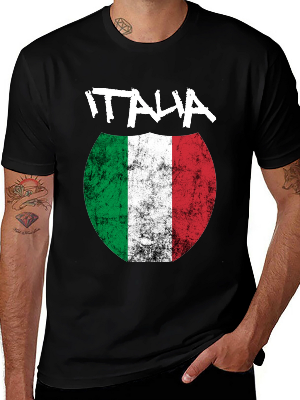 Italia Flag Graphic Tee - Distressed Italian Pride T-Shirt