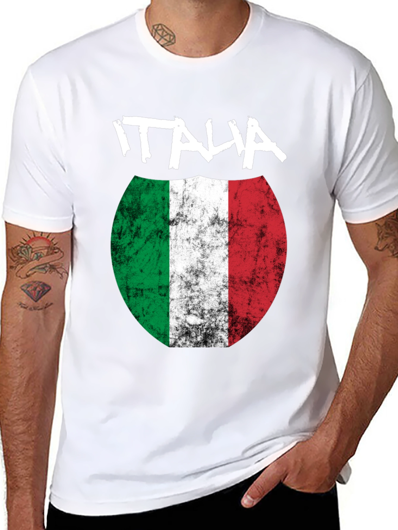 Italia Flag Graphic Tee - Distressed Italian Pride T-Shirt