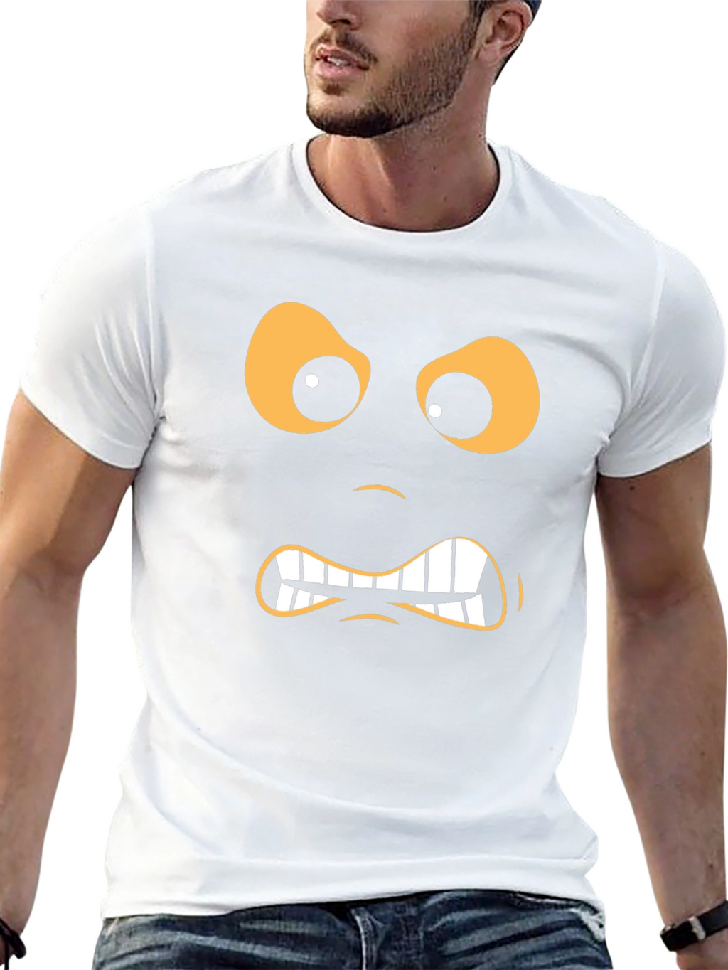 Angry Face Graphic Black T-Shirt