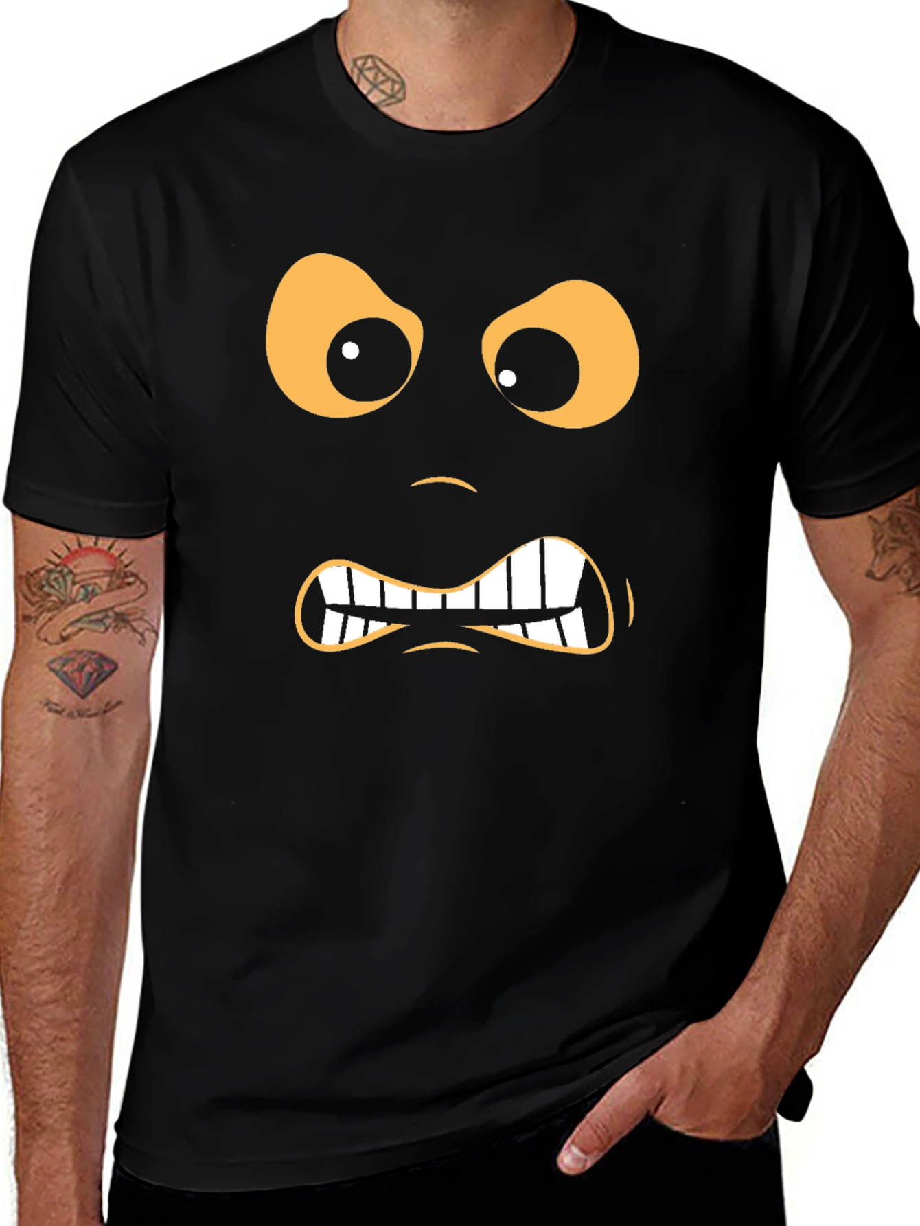 Angry Face Graphic Black T-Shirt