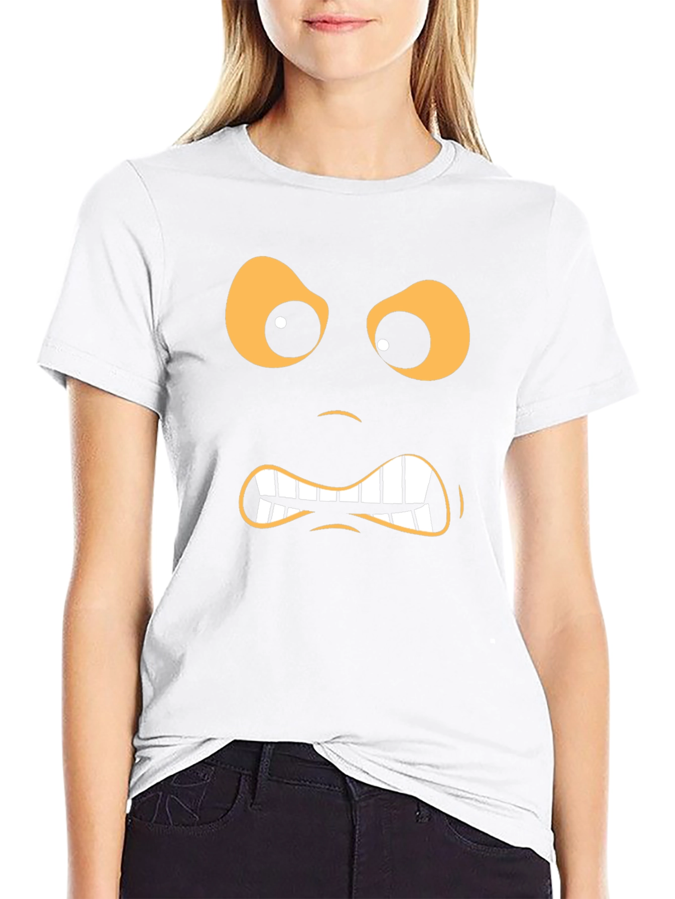 Angry Face Graphic Black T-Shirt