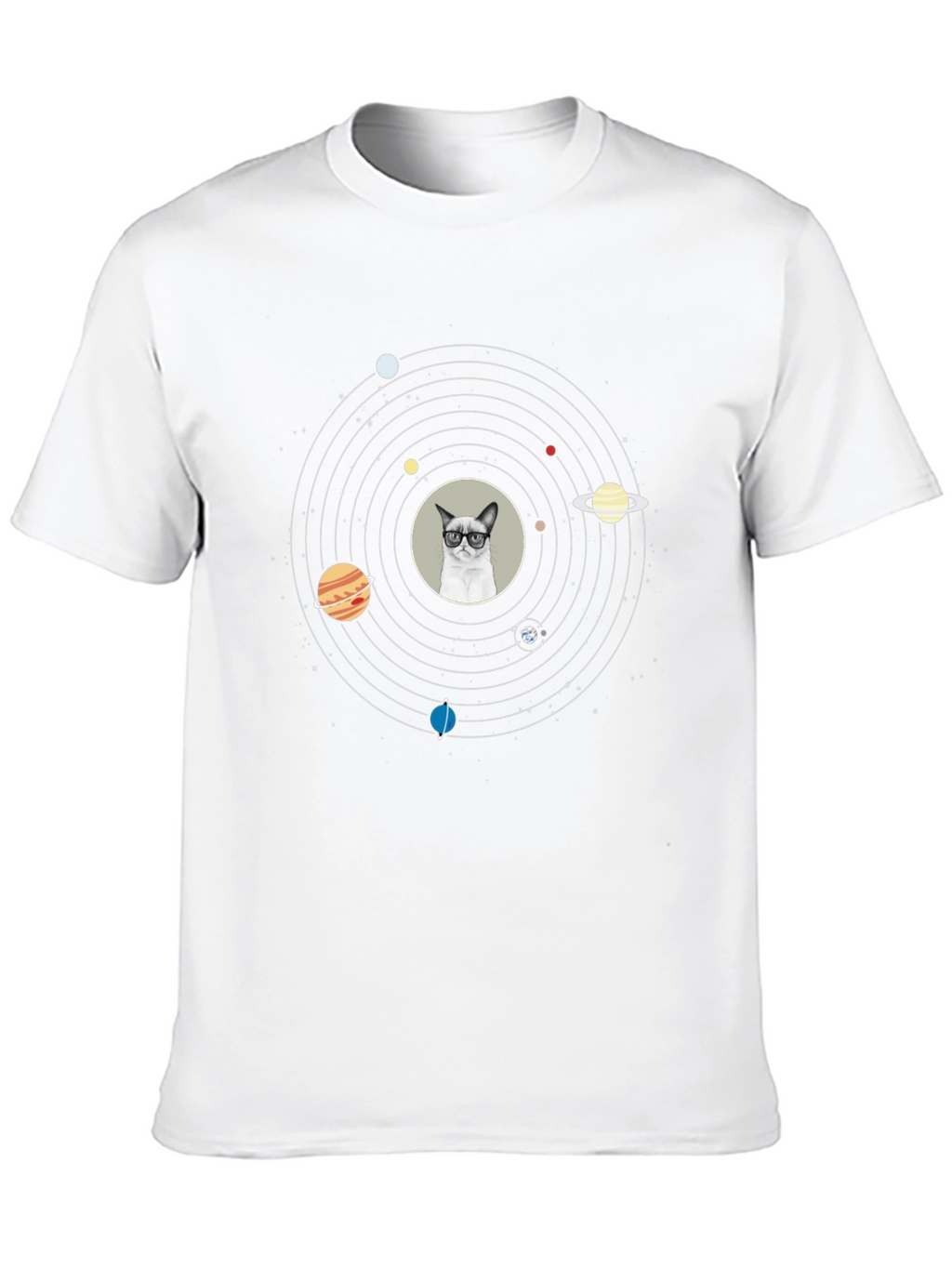Cat Solar System T-Shirt - Quirky Space Design