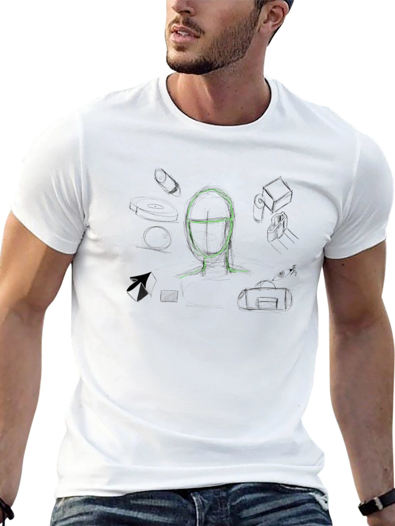 Abstract Sketch Graphic Tee - Cool Art Design Shirt