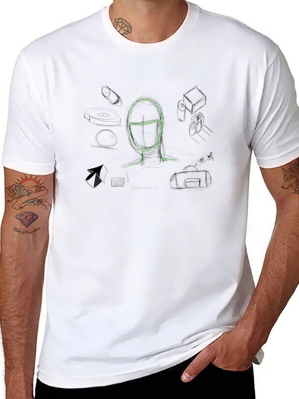 Abstract Sketch Graphic Tee - Cool Art Design Shirt