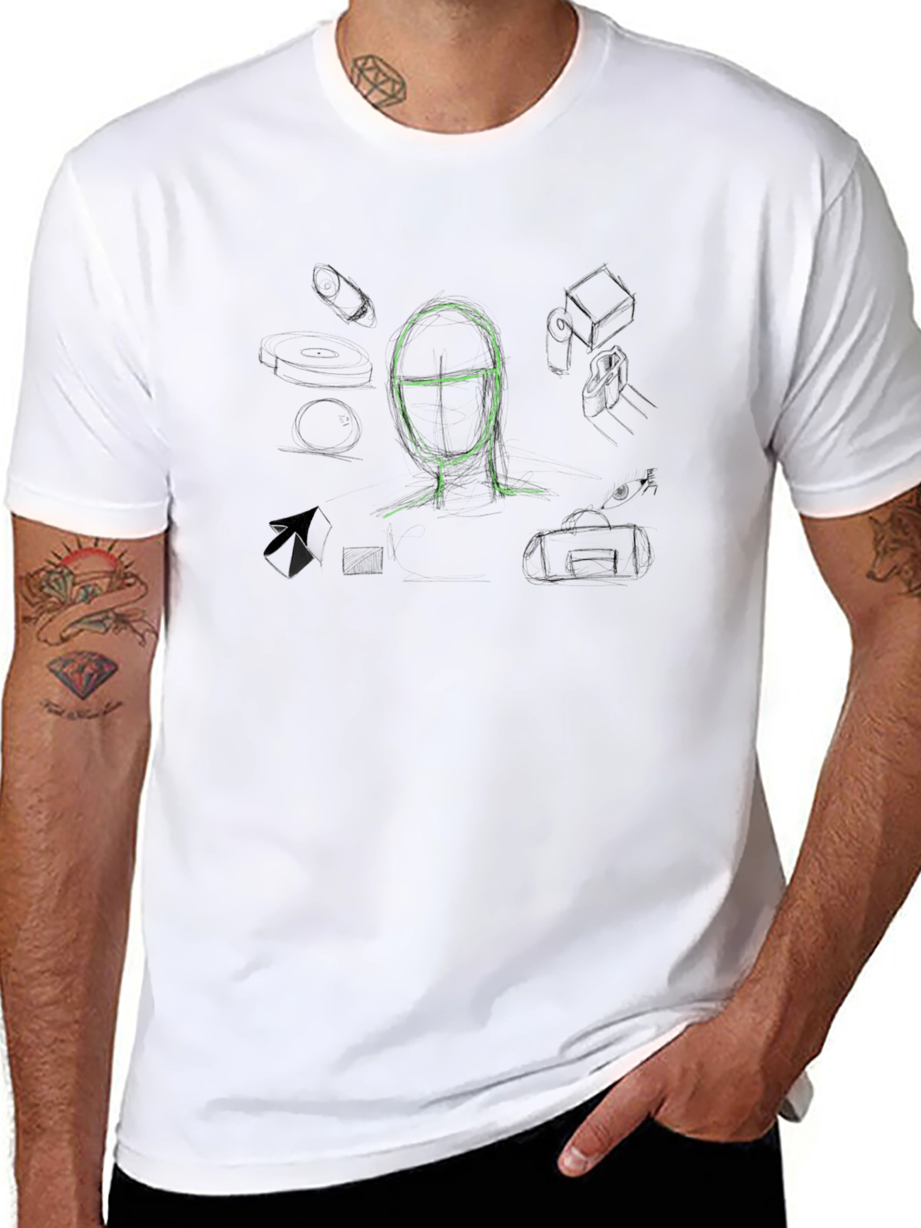 Abstract Sketch Graphic Tee - Cool Art Design Shirt