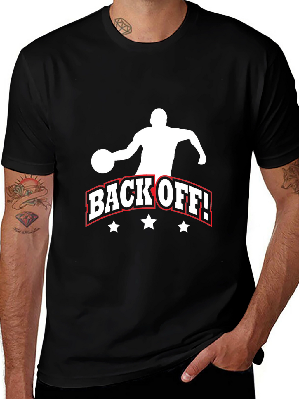 Back Off Basketball Graphic Tee - Black