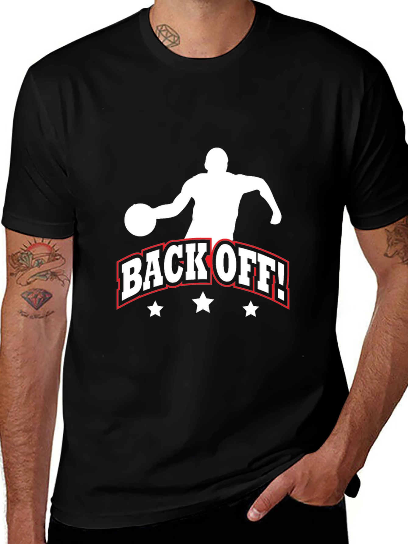 Back Off Basketball Graphic Tee - Black