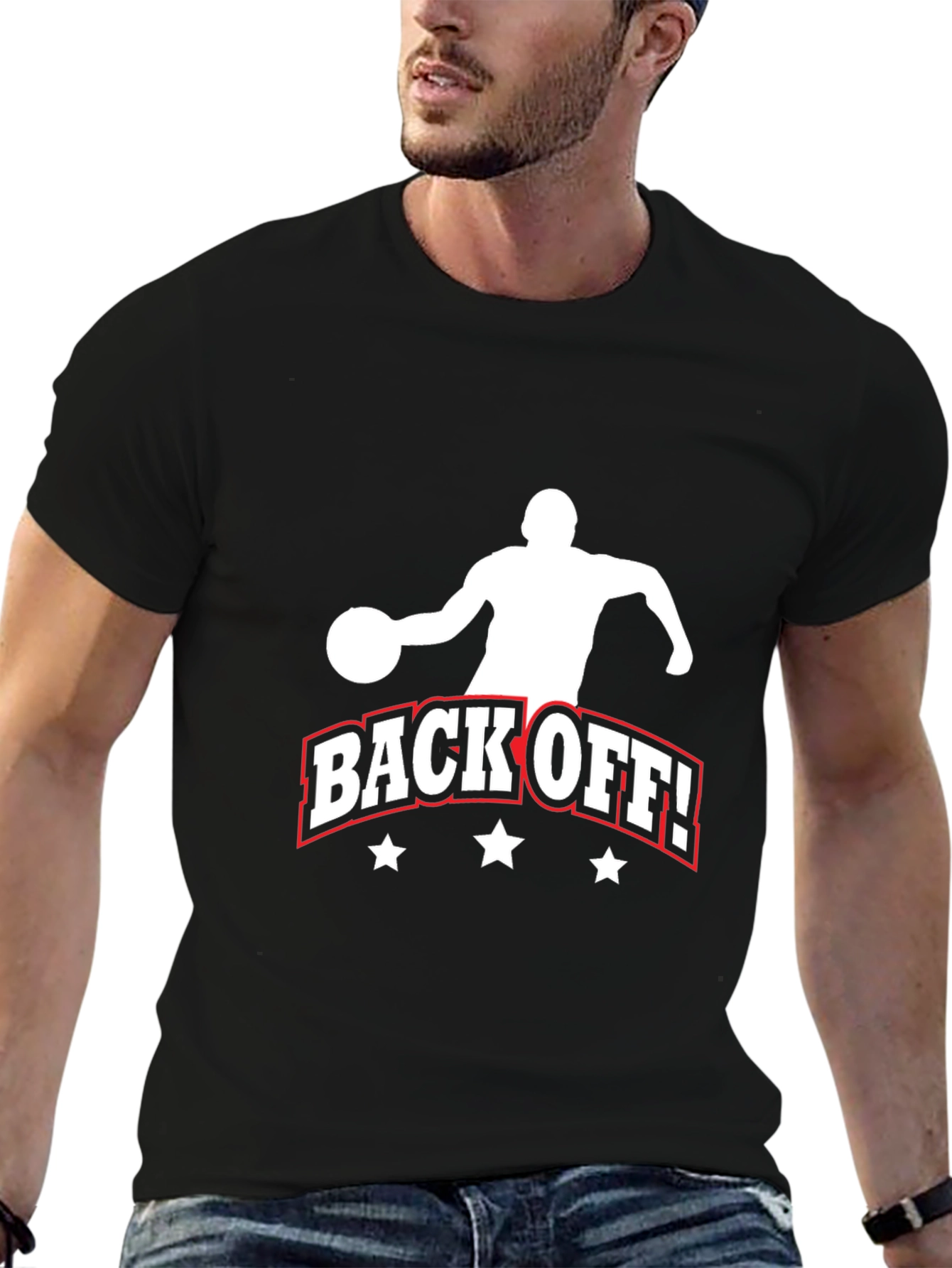 Back Off Basketball Graphic Tee - Black