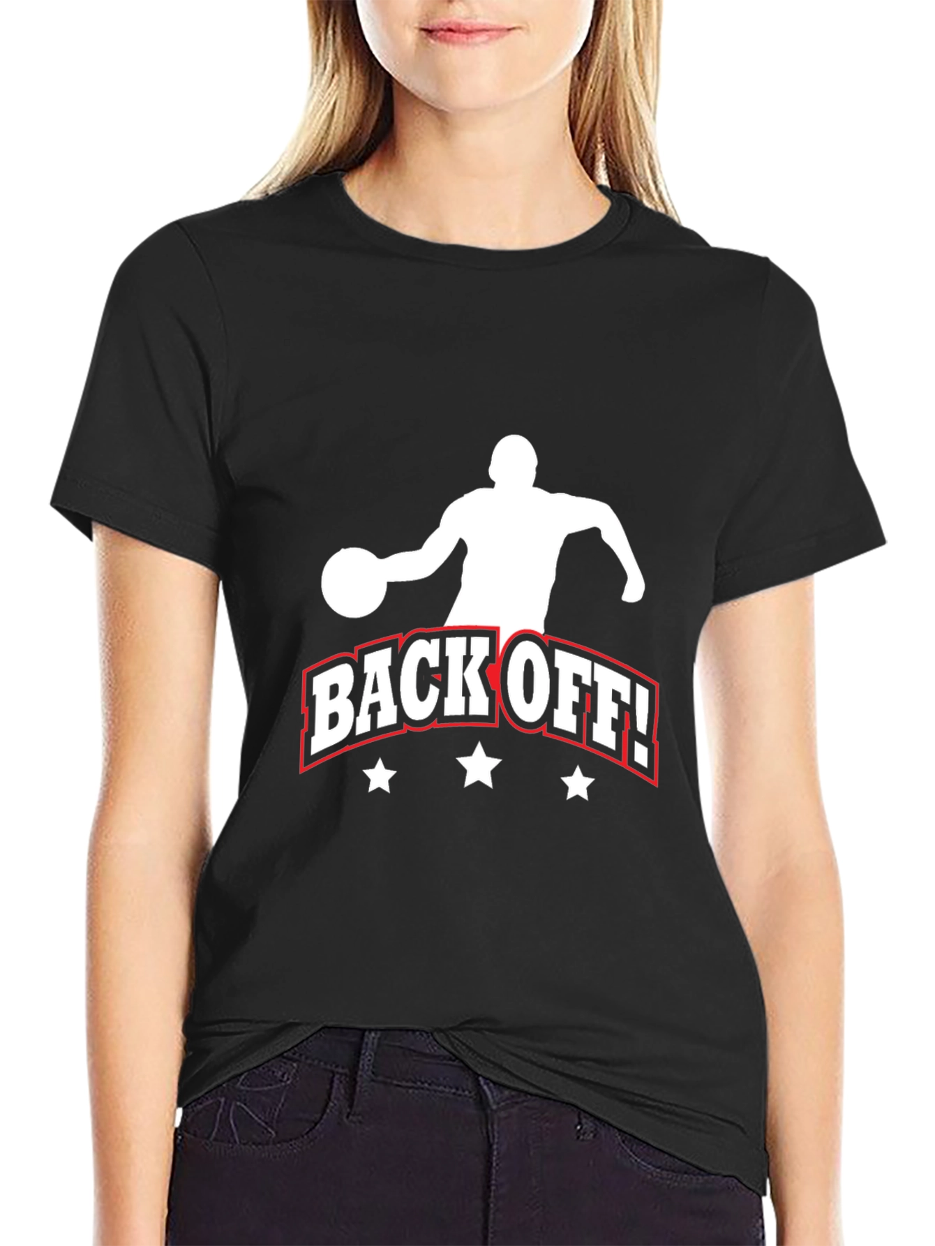 Back Off Basketball Graphic Tee - Black