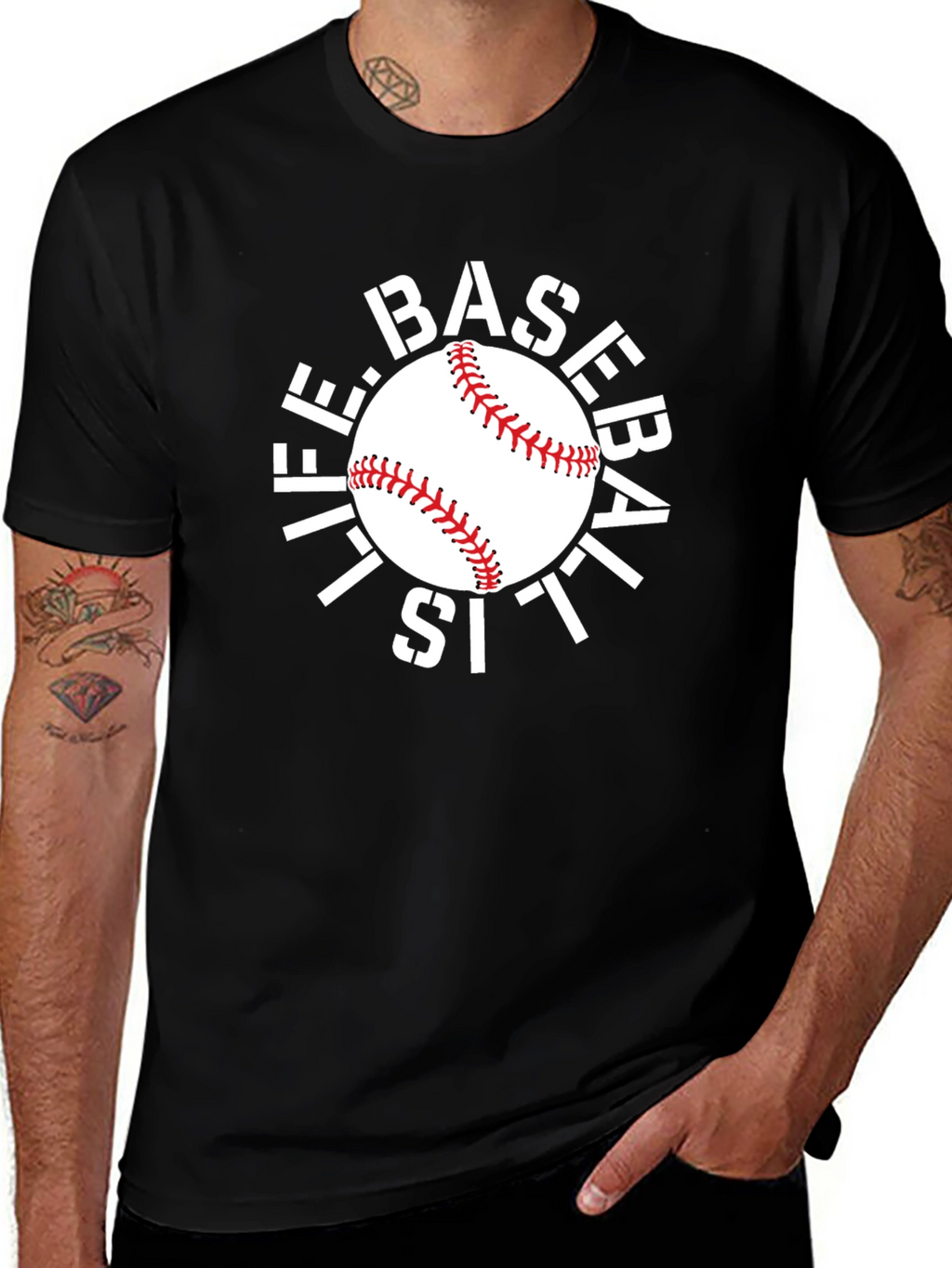 Life Is Baseball Graphic Tee - Black