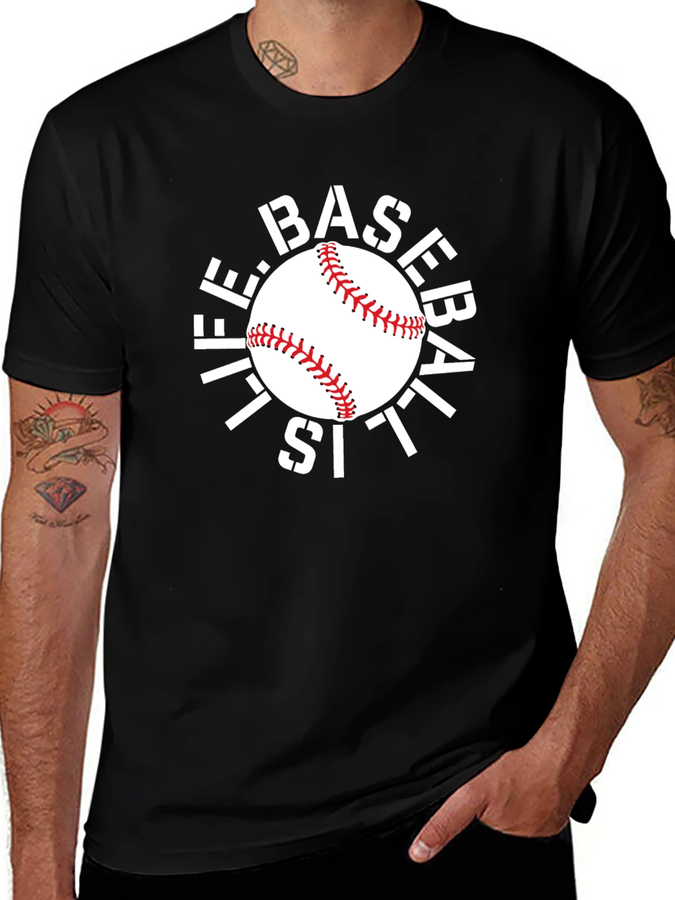 Life Is Baseball Graphic Tee - Black