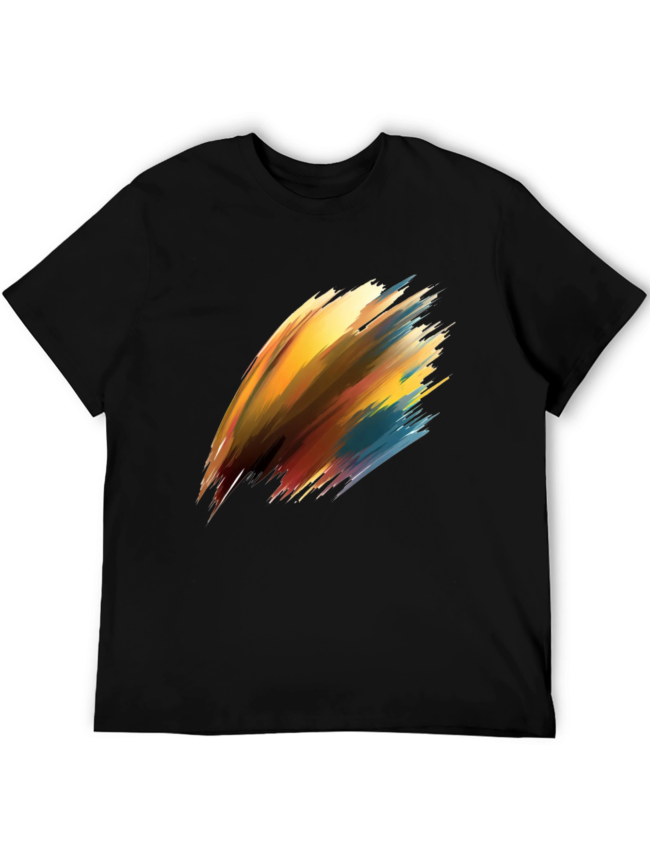 Abstract Brush Stroke Graphic Black T-Shirt