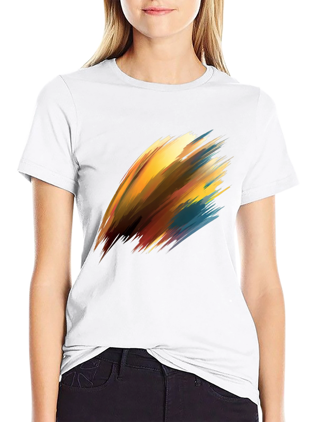 Abstract Brush Stroke Graphic Black T-Shirt