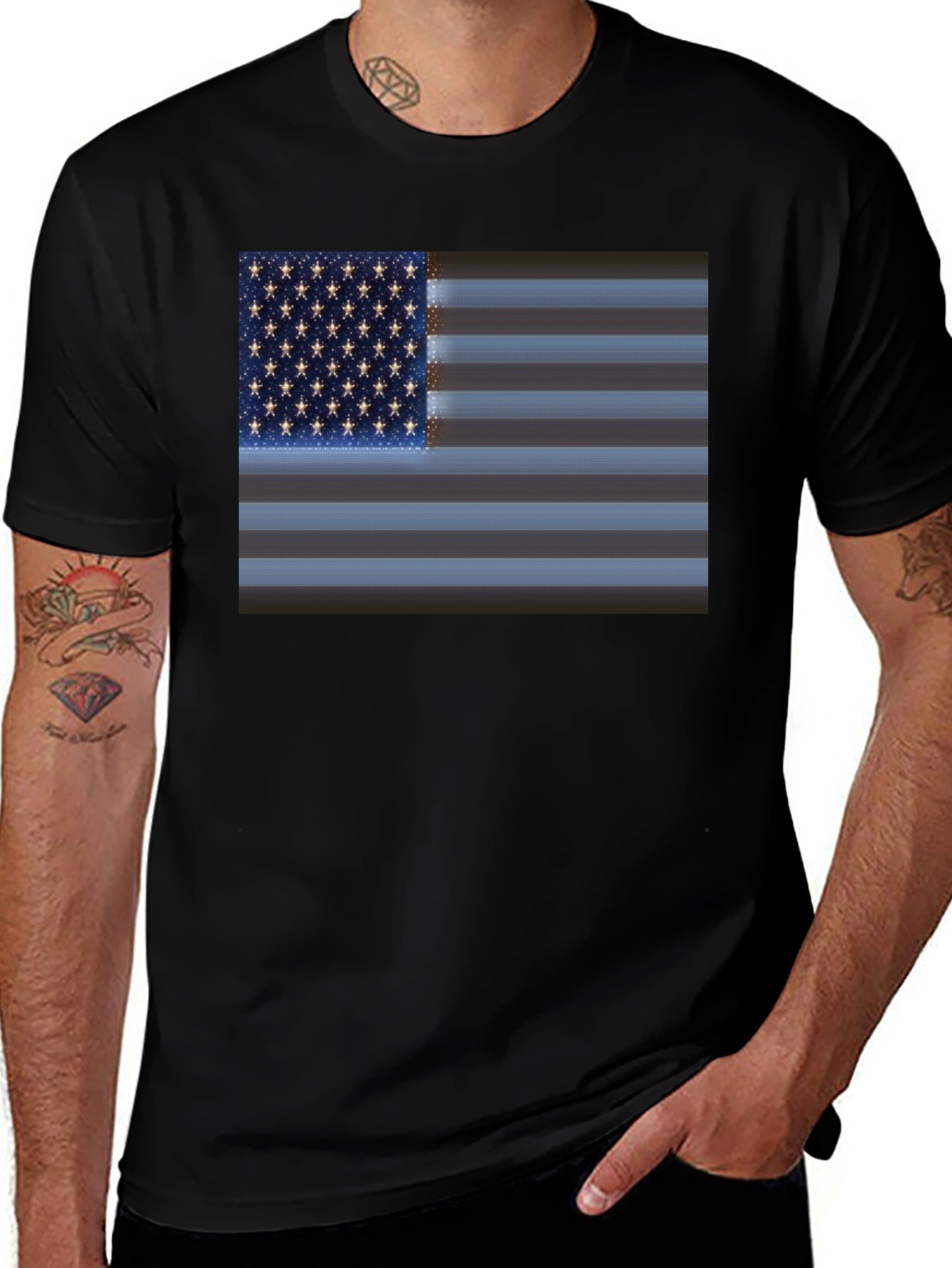 American Flag Graphic Black T-Shirt