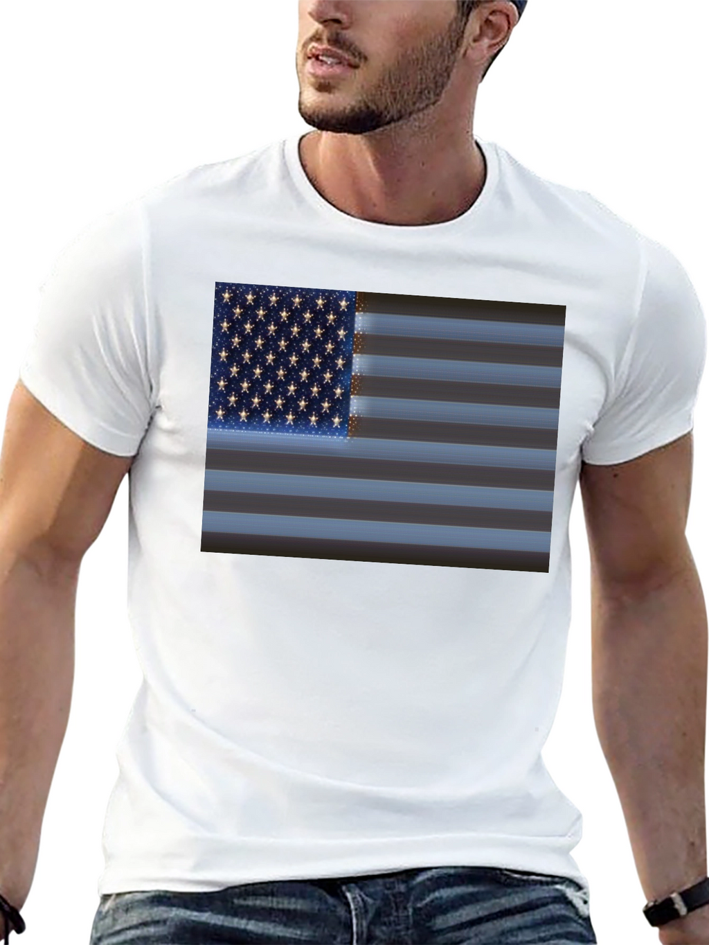 American Flag Graphic Black T-Shirt