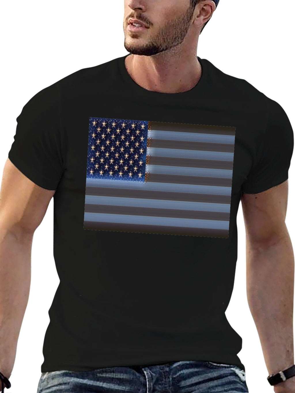 American Flag Graphic Black T-Shirt