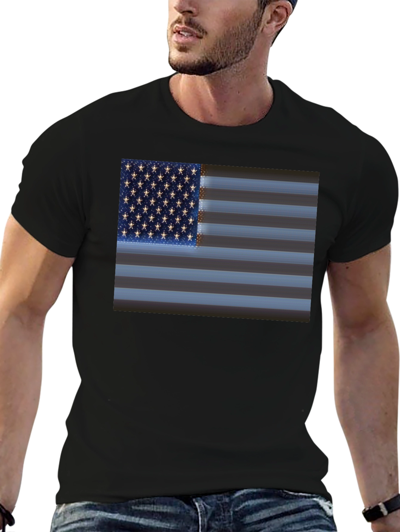 American Flag Graphic Black T-Shirt