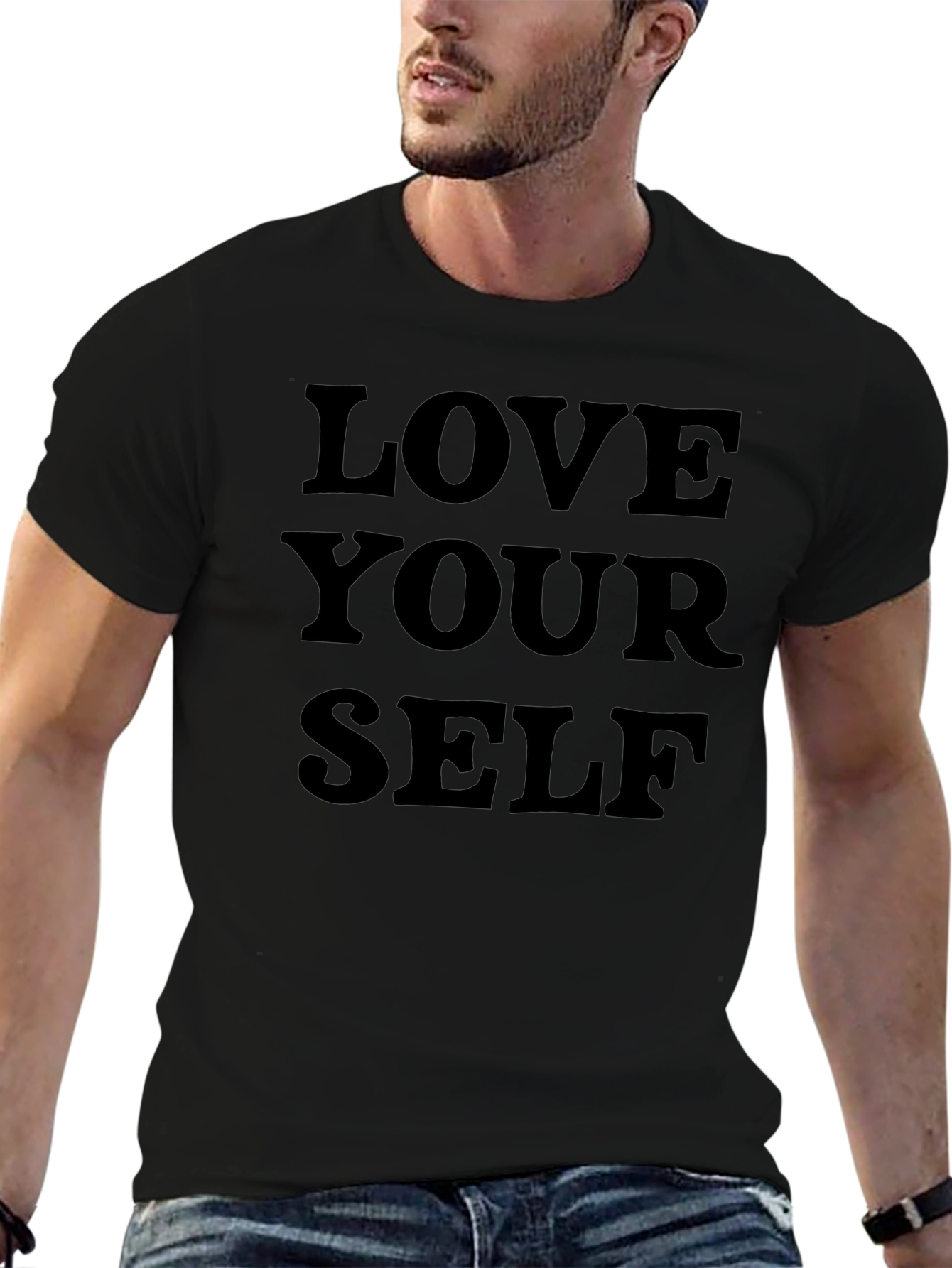 Love Yourself Graphic Tee - Black Cotton T-Shirt