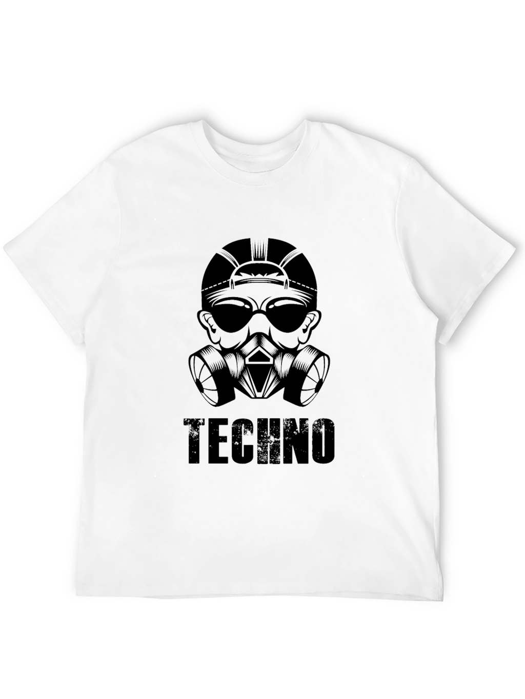 Techno Gas Mask Graphic T-Shirt - Black Cotton Tee