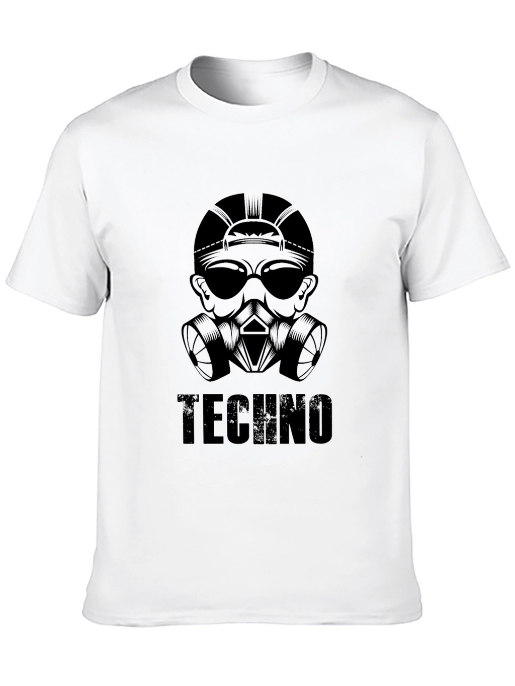 Techno Gas Mask Graphic T-Shirt - Black Cotton Tee