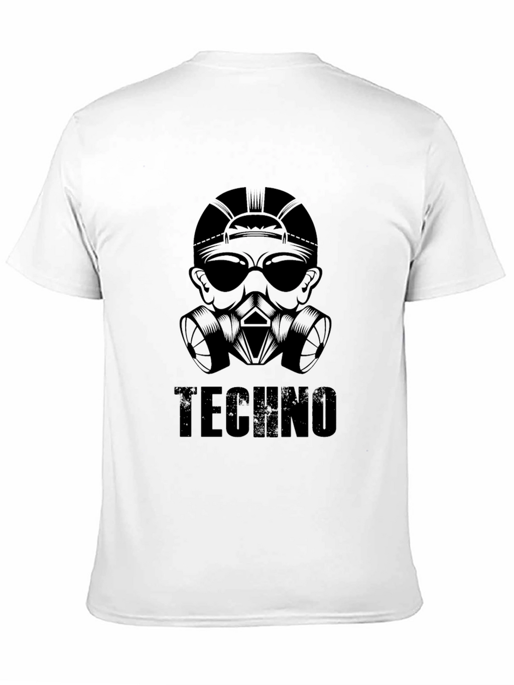 Techno Gas Mask Graphic T-Shirt - Black Cotton Tee