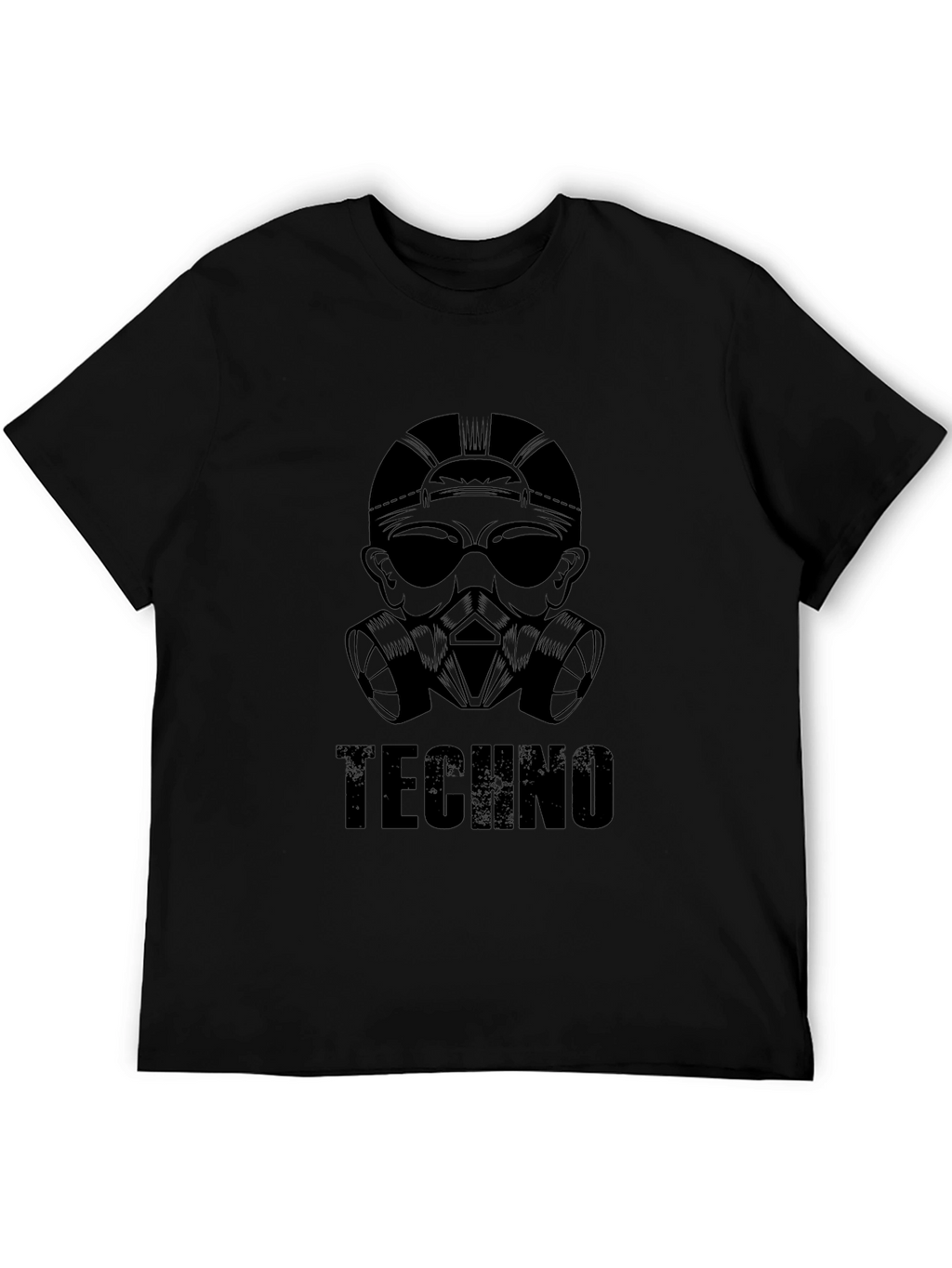 Techno Gas Mask Graphic T-Shirt - Black Cotton Tee