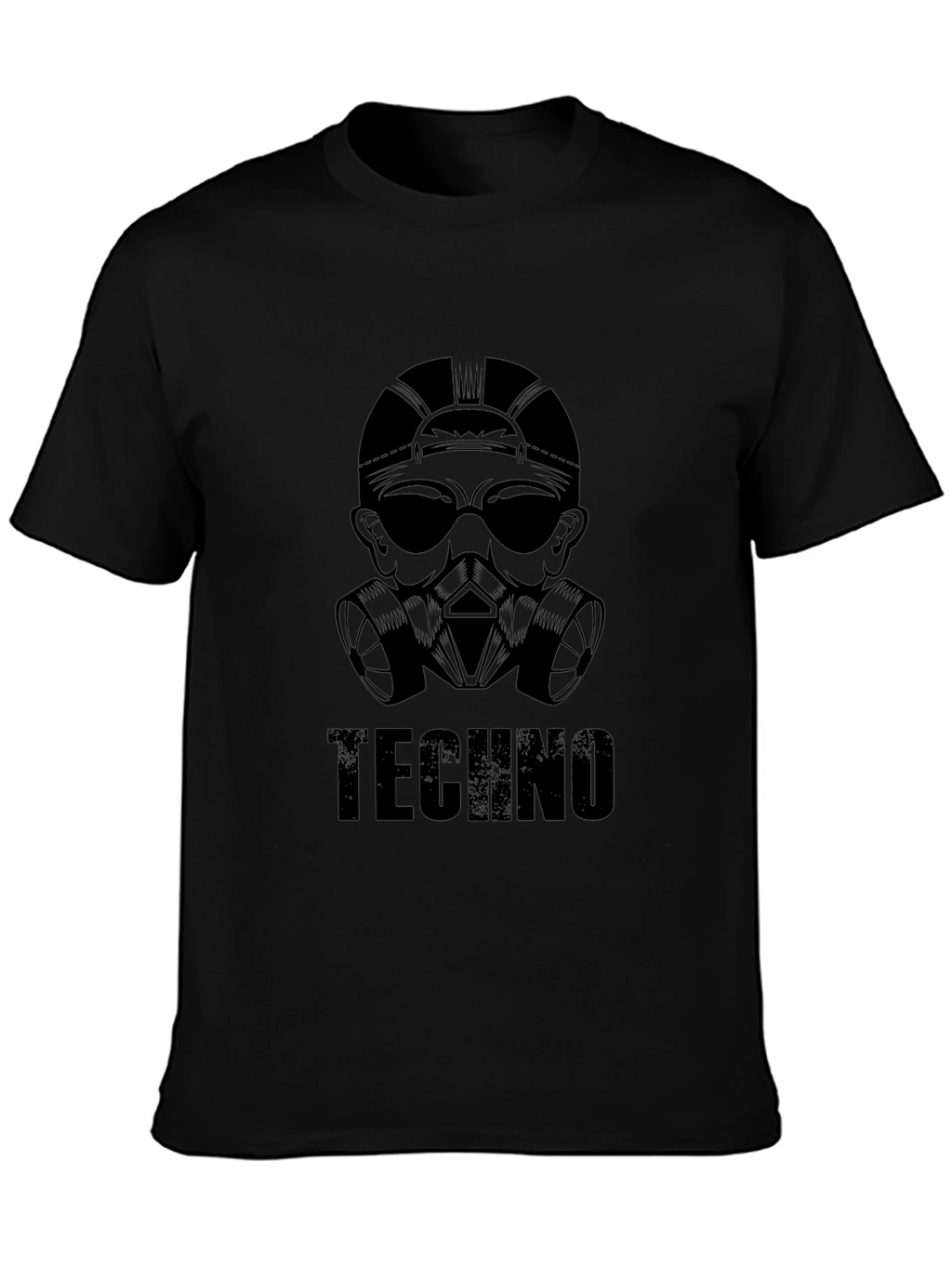 Techno Gas Mask Graphic T-Shirt - Black Cotton Tee