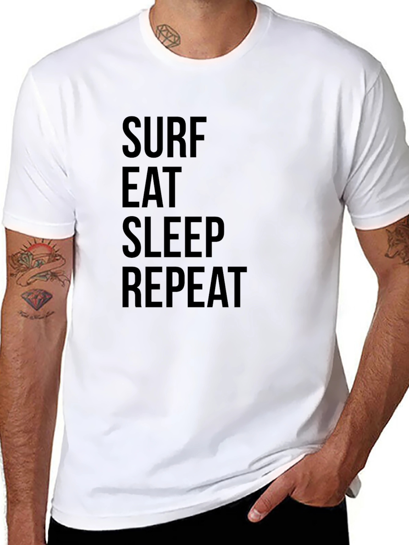 Surf Eat Sleep Repeat Black Graphic Tee Shirt