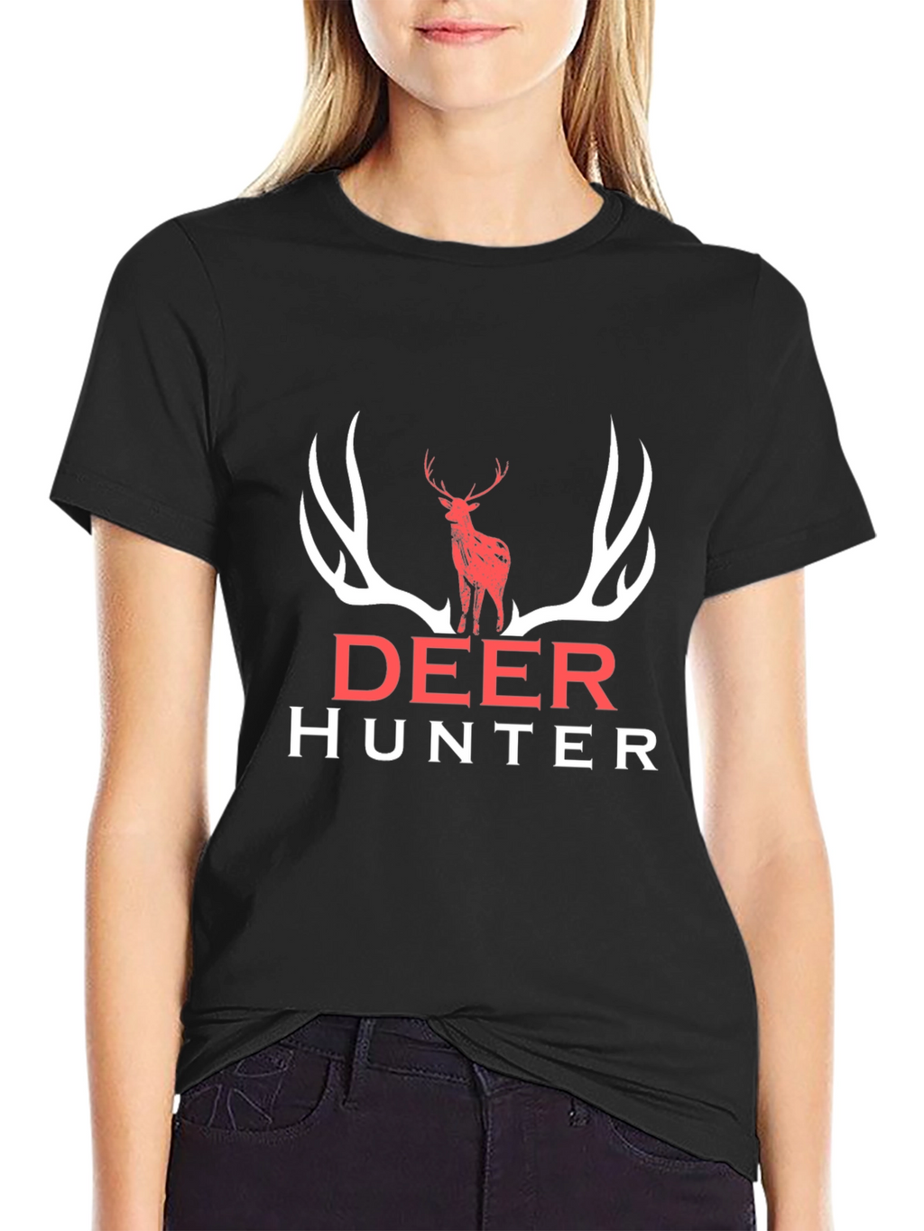 Deer Hunter Graphic Tee - Black Cotton Shirt
