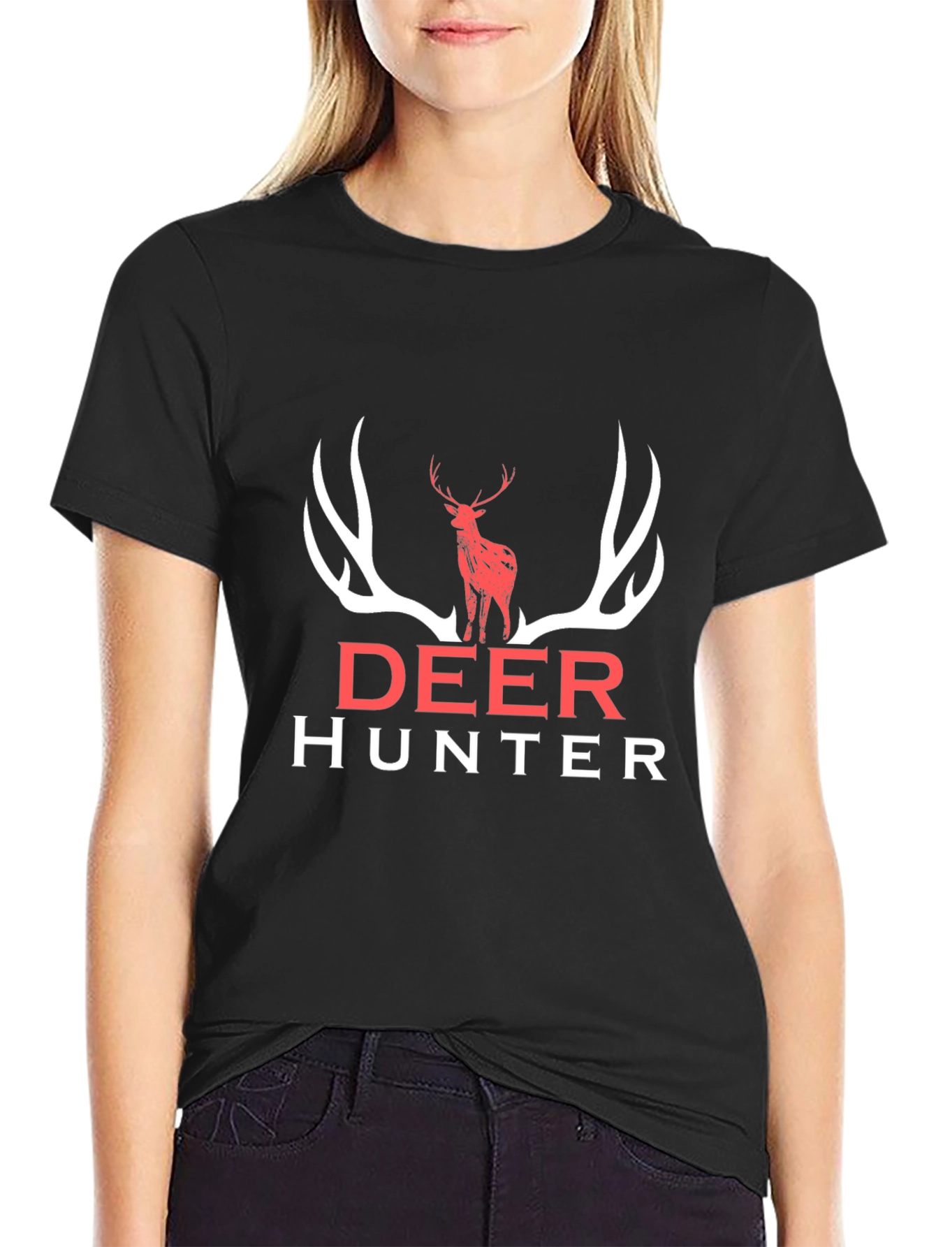 Deer Hunter Graphic Tee - Black Cotton Shirt