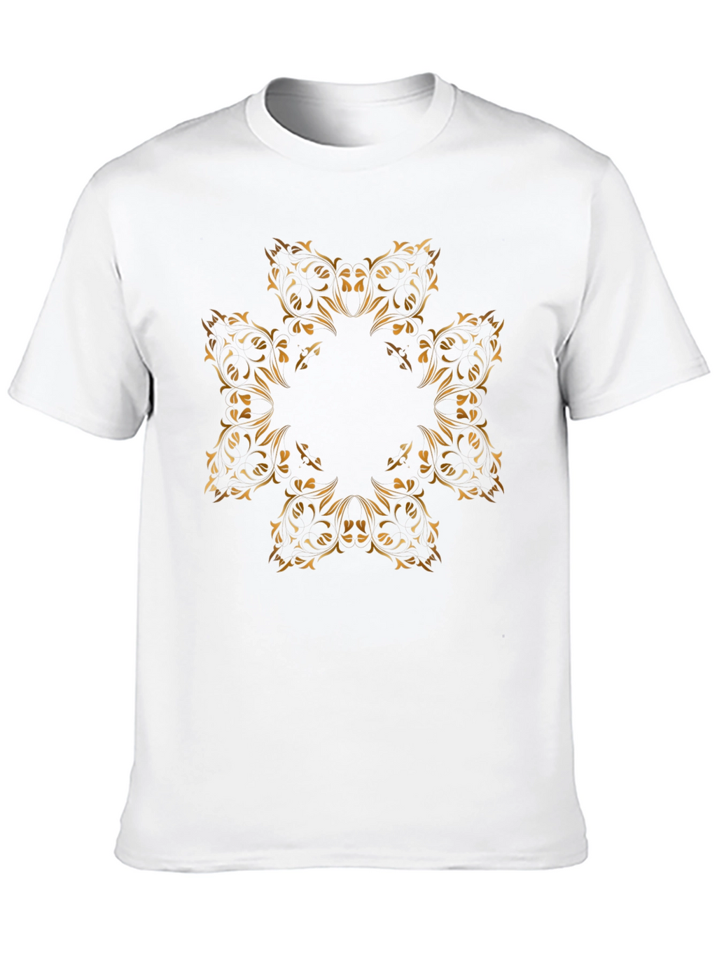 Elegant Floral Mandala Graphic Black T-Shirt