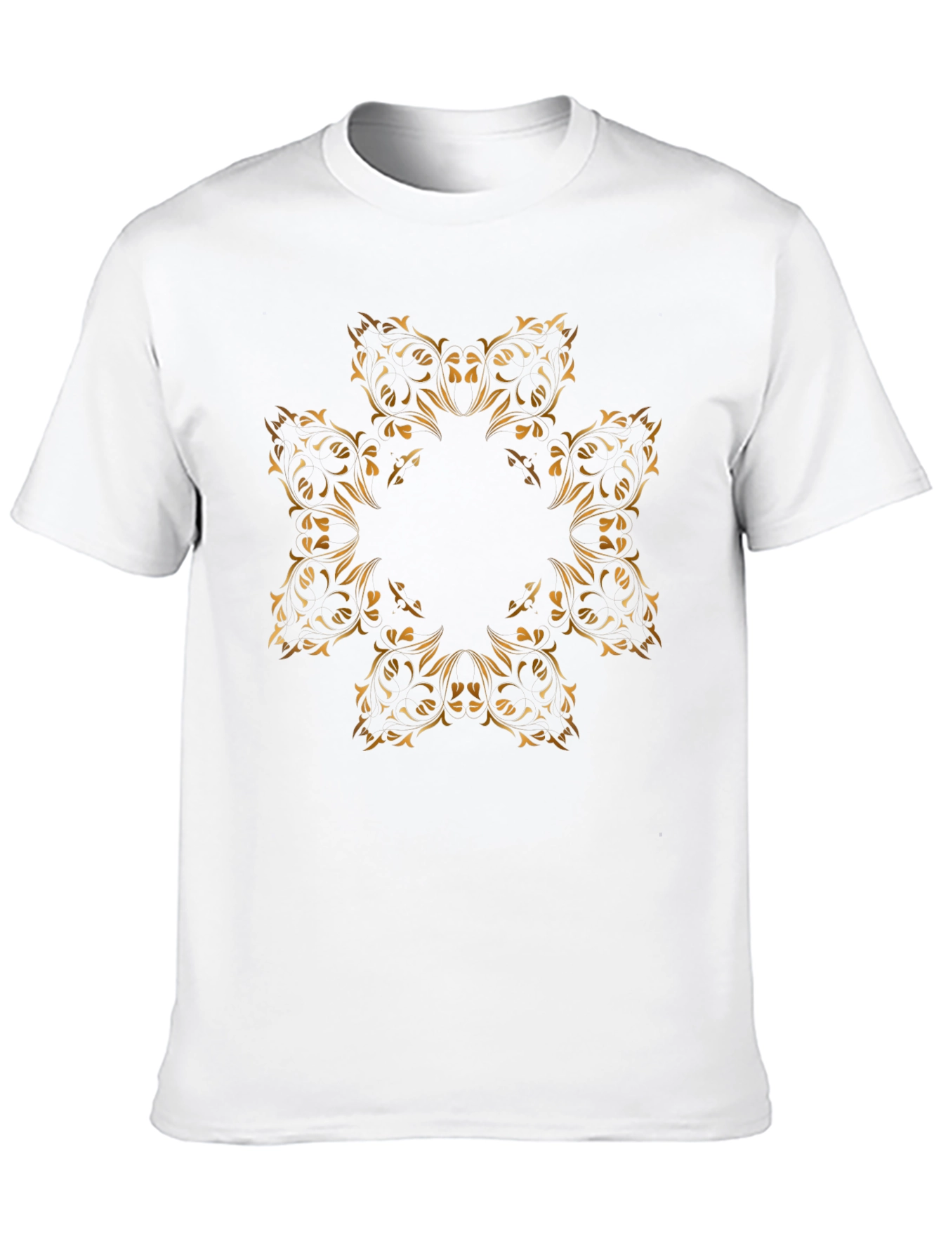 Elegant Floral Mandala Graphic Black T-Shirt