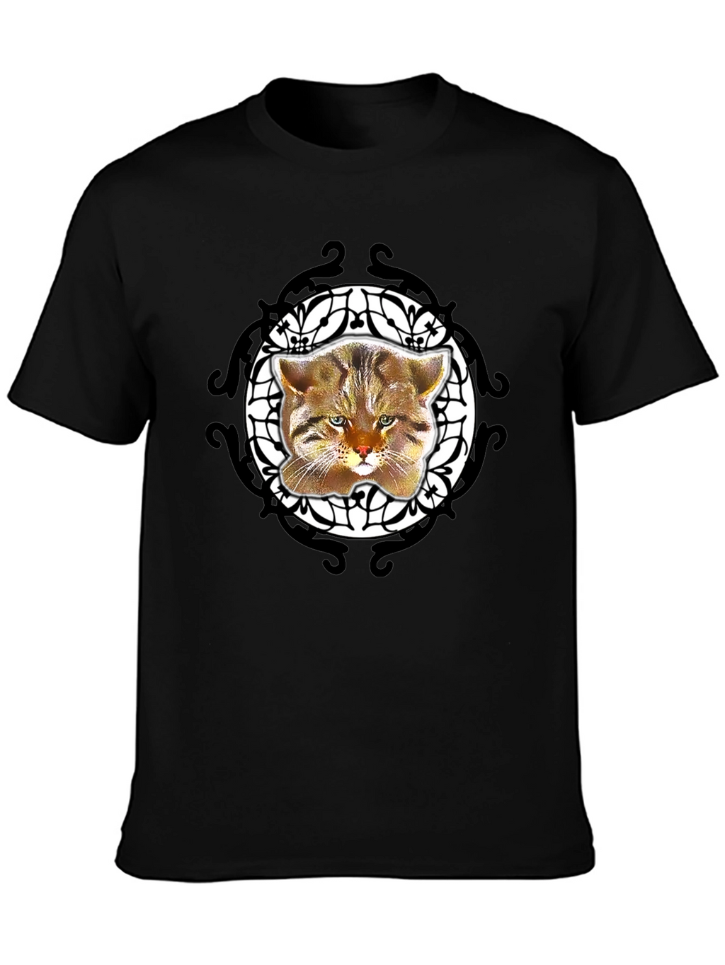 Cool Cat Graphic Tee - Black Crew Neck