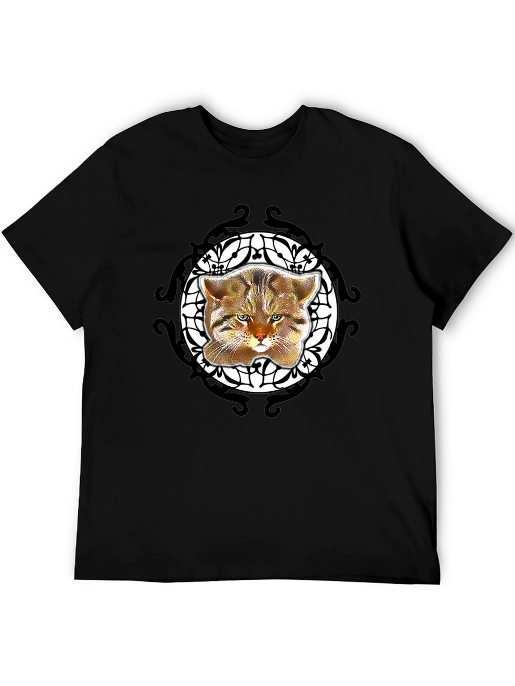 Cool Cat Graphic Tee - Black Crew Neck